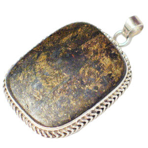 Unique Bronze Stone Pendant | Sterling Silver